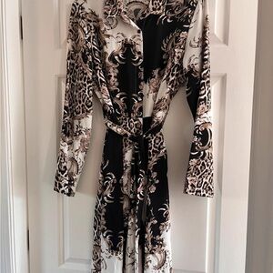 New Look Black and Cream Animal Print Dress